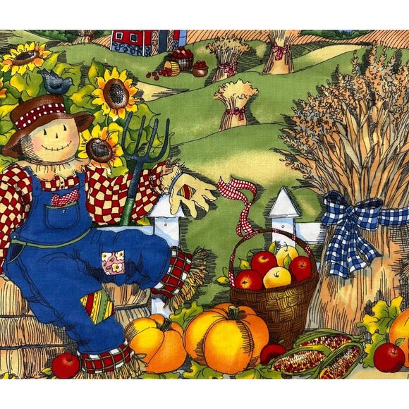 Vintage Vest 1990s Scarecrow Harvest Fall Cotton Handmade Thanksgiving Kitschy - Picture 4 of 6